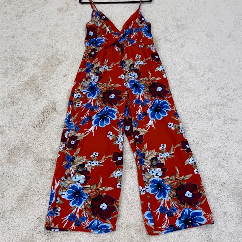 Red floral jumpsuit